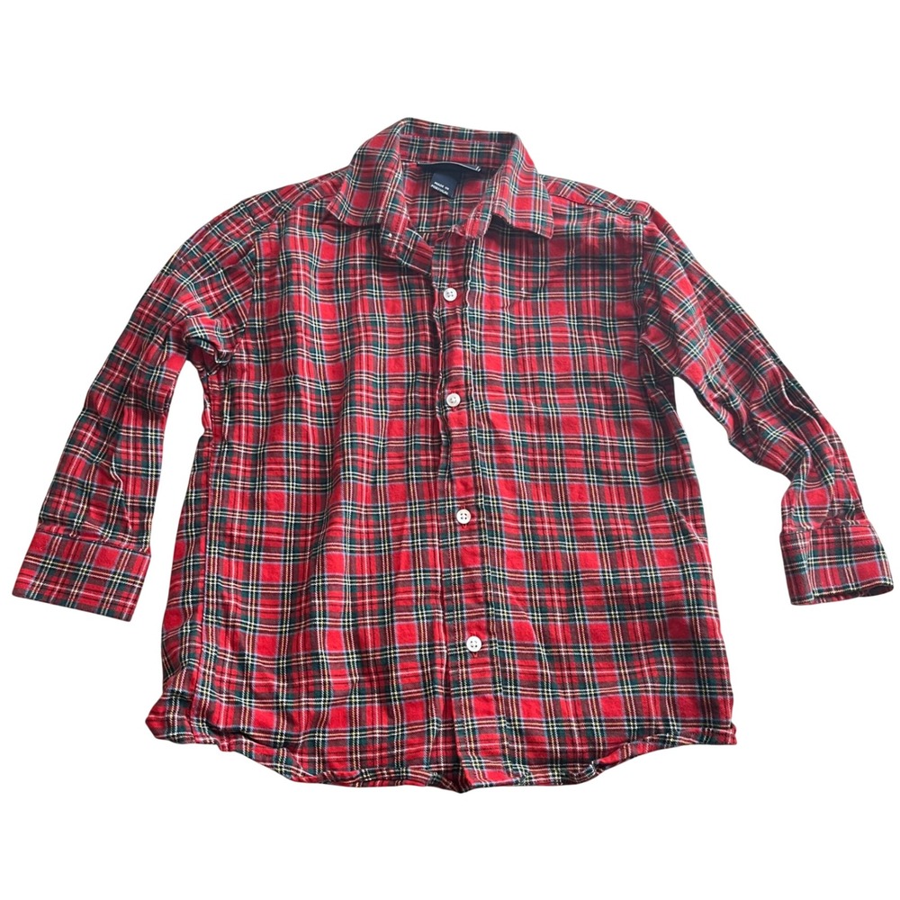 Oscar de la Renta Kids Plaid Button Down Shirt Red Green Yellow‎ Size 2Y